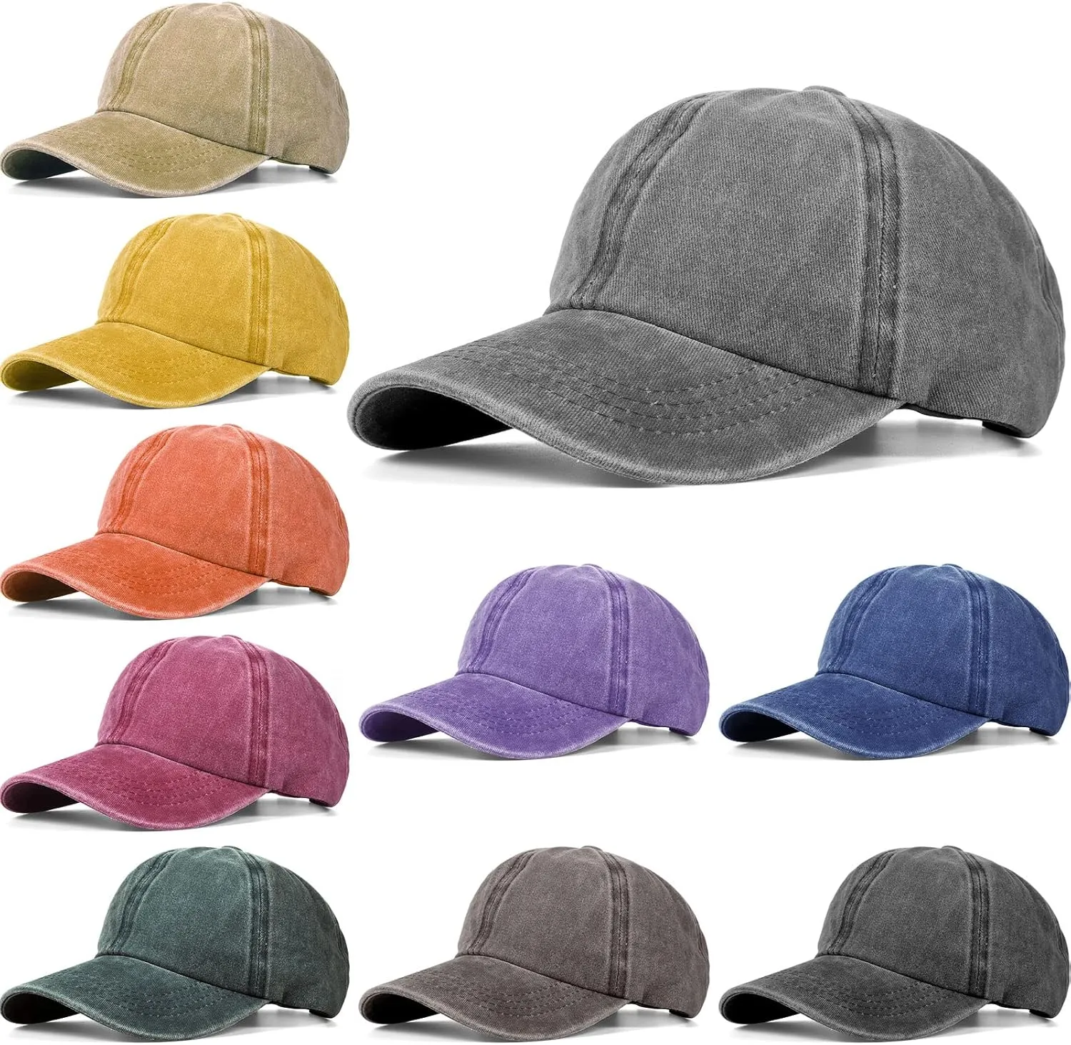 10 Pack Kids Baseball Hats Distressed Washed Toddler Plain Baseball Hats Adjustable Summer Trucker Hats for Boys Girls Multi Colors