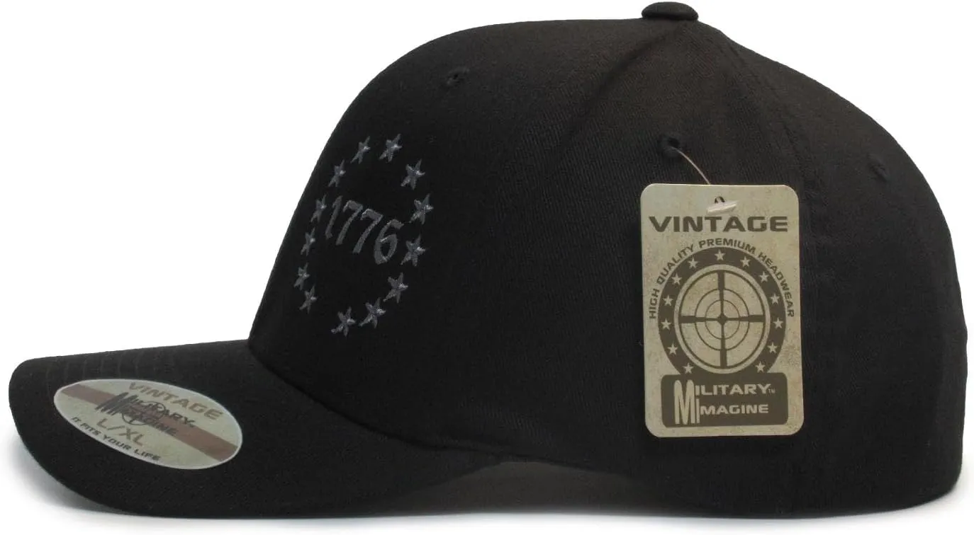 1776 Betsy Ross 13 Colonies 13 Stars 2A hat Black/Gray Cap Fit for Life Cap