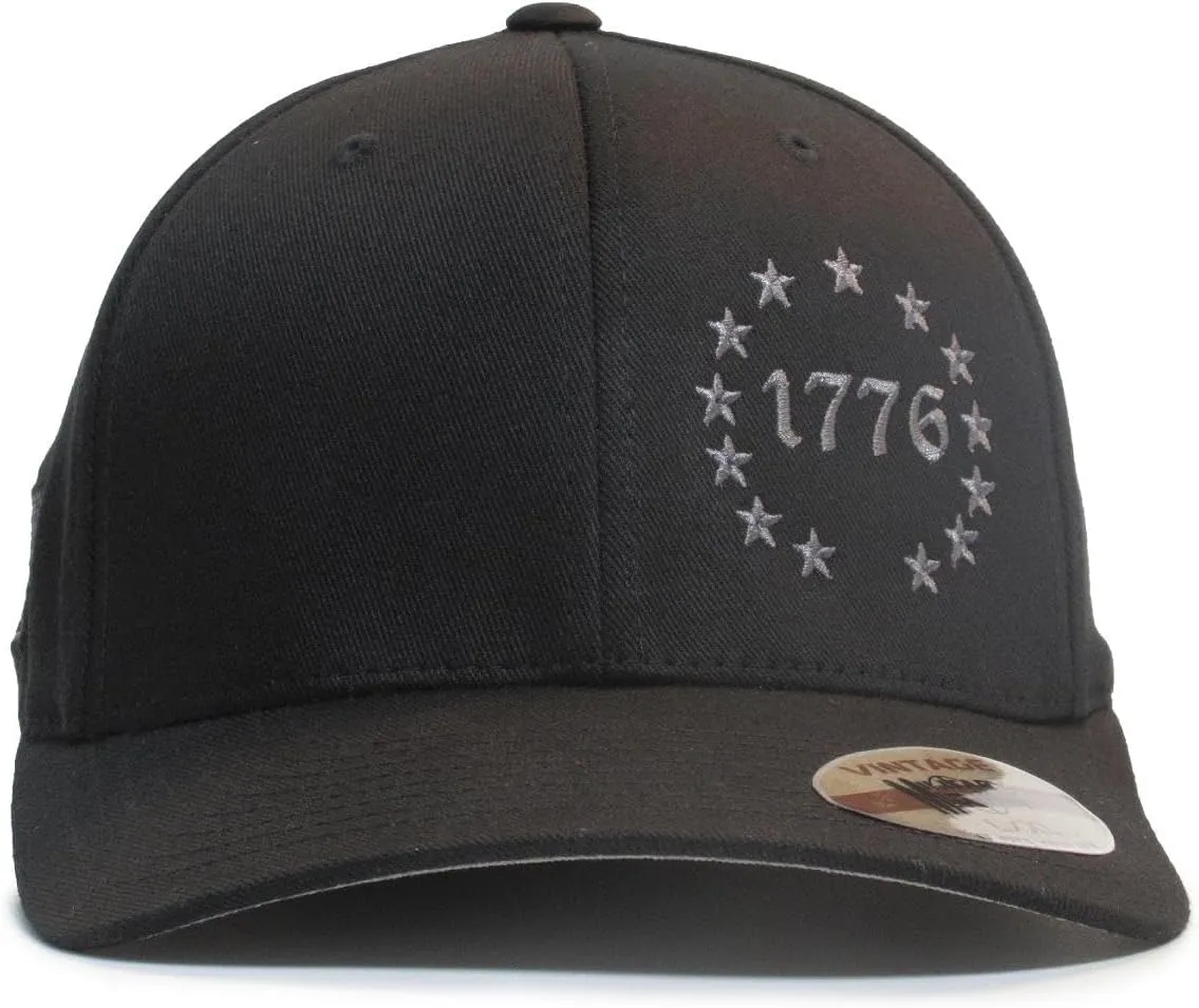 1776 Betsy Ross 13 Colonies 13 Stars 2A hat Black/Gray Cap Fit for Life Cap