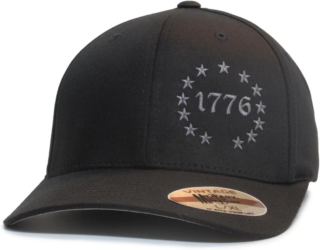 1776 Betsy Ross 13 Colonies 13 Stars 2A hat Black/Gray Cap Fit for Life Cap