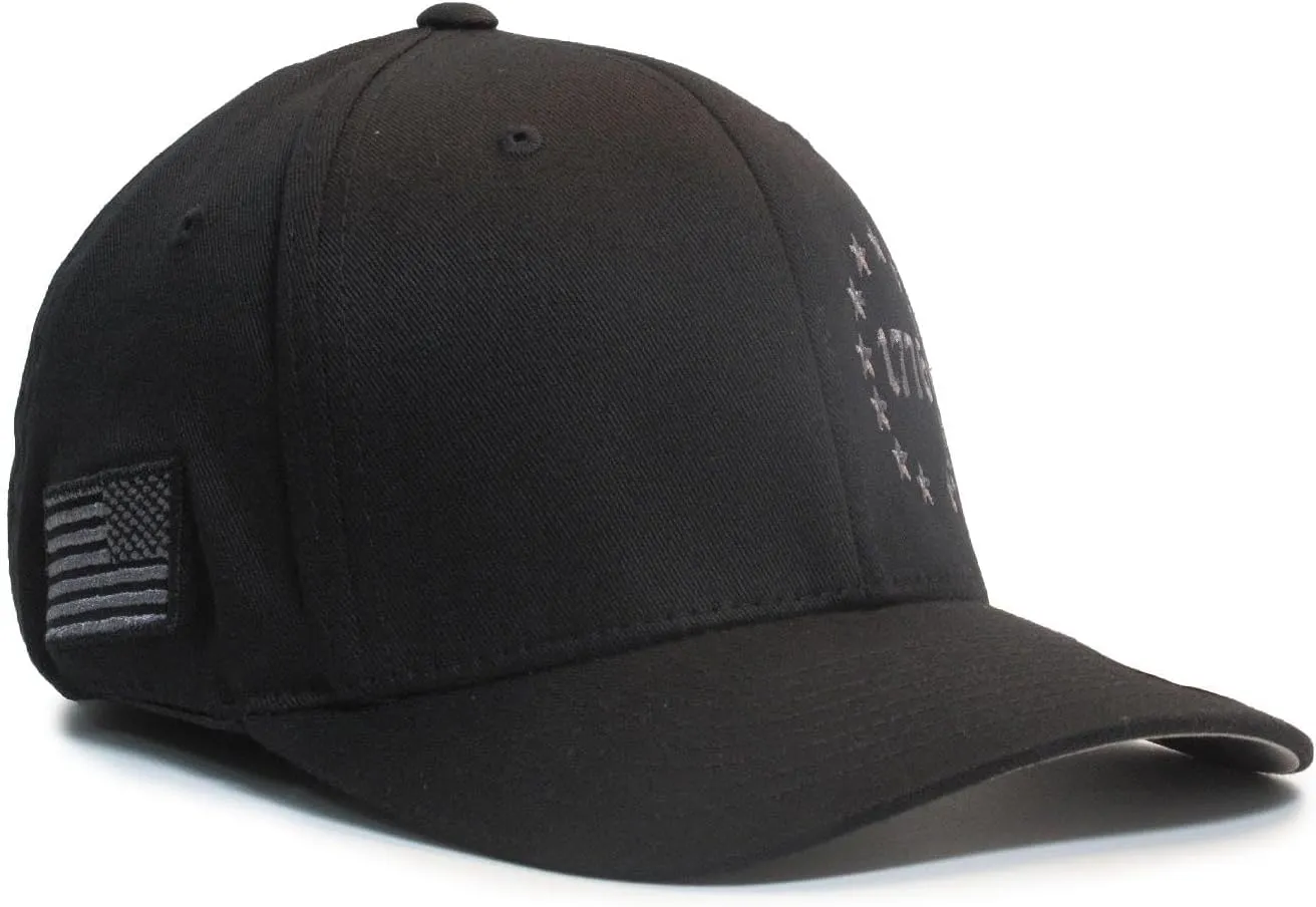 1776 Betsy Ross 13 Colonies 13 Stars 2A hat Black/Gray Cap Fit for Life Cap