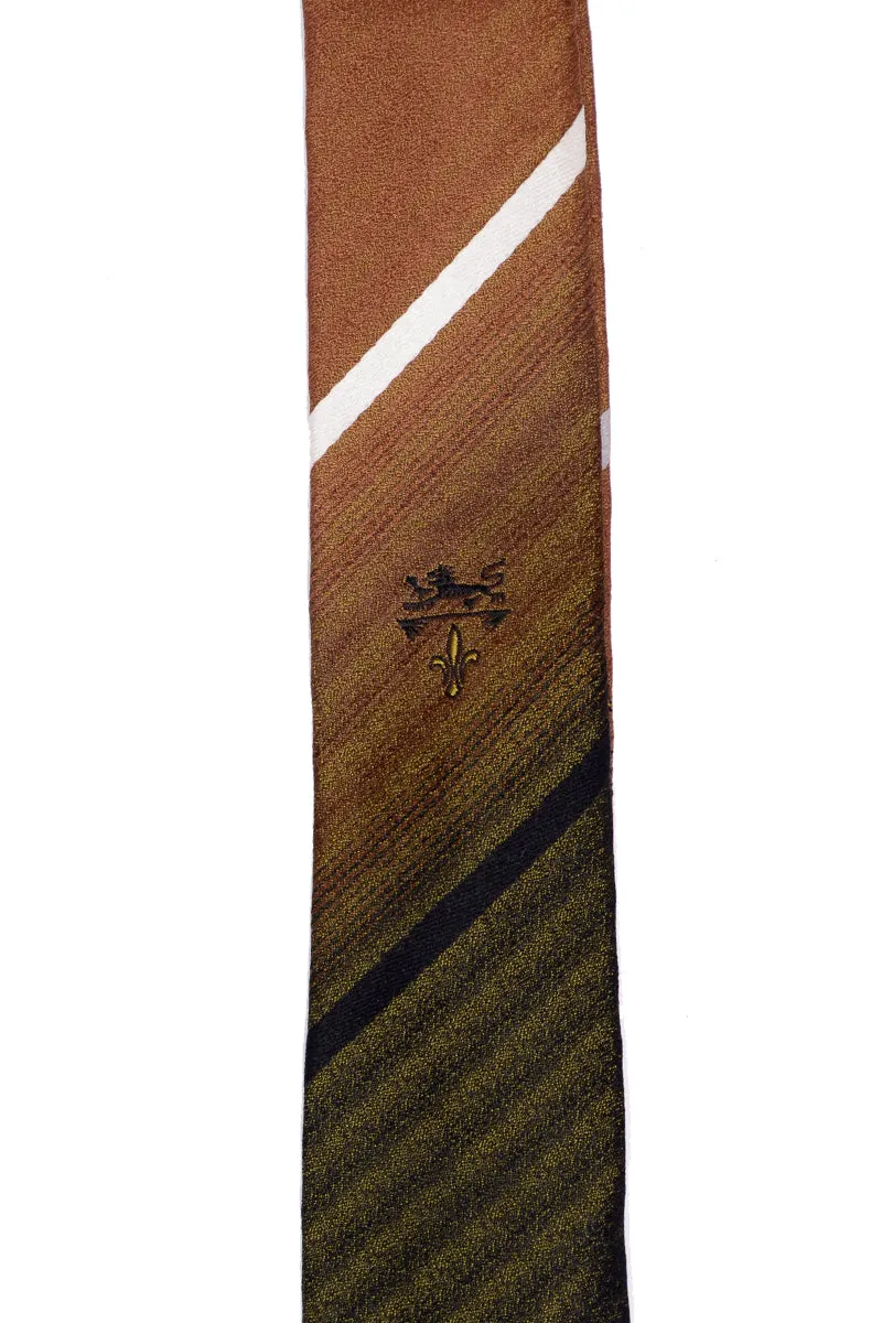 1950s Mathis Bronze & Green Gradient Silk Skinny Men's Necktie