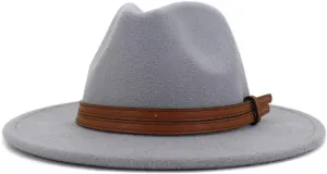 2020 Simple Men Cotton Fedora Hat Fashion Autumn Winter Popular Hat Belt Decoration Flat Cap (Color : Gray, Size : 59-60cm)