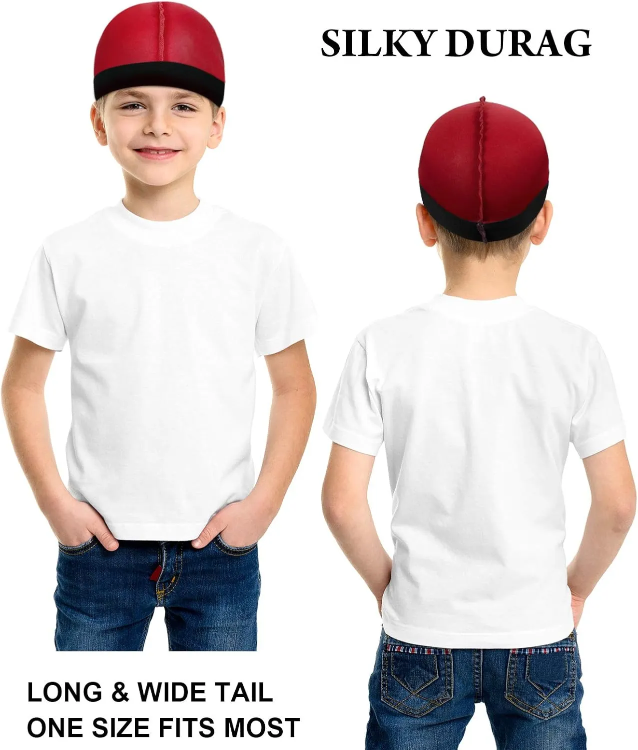 4 Pieces Wave Caps Stocking Caps for Kids Wave Hair Caps Satin Sleep Cap Elastic Baby Bonnet for Boys Baby Toddler