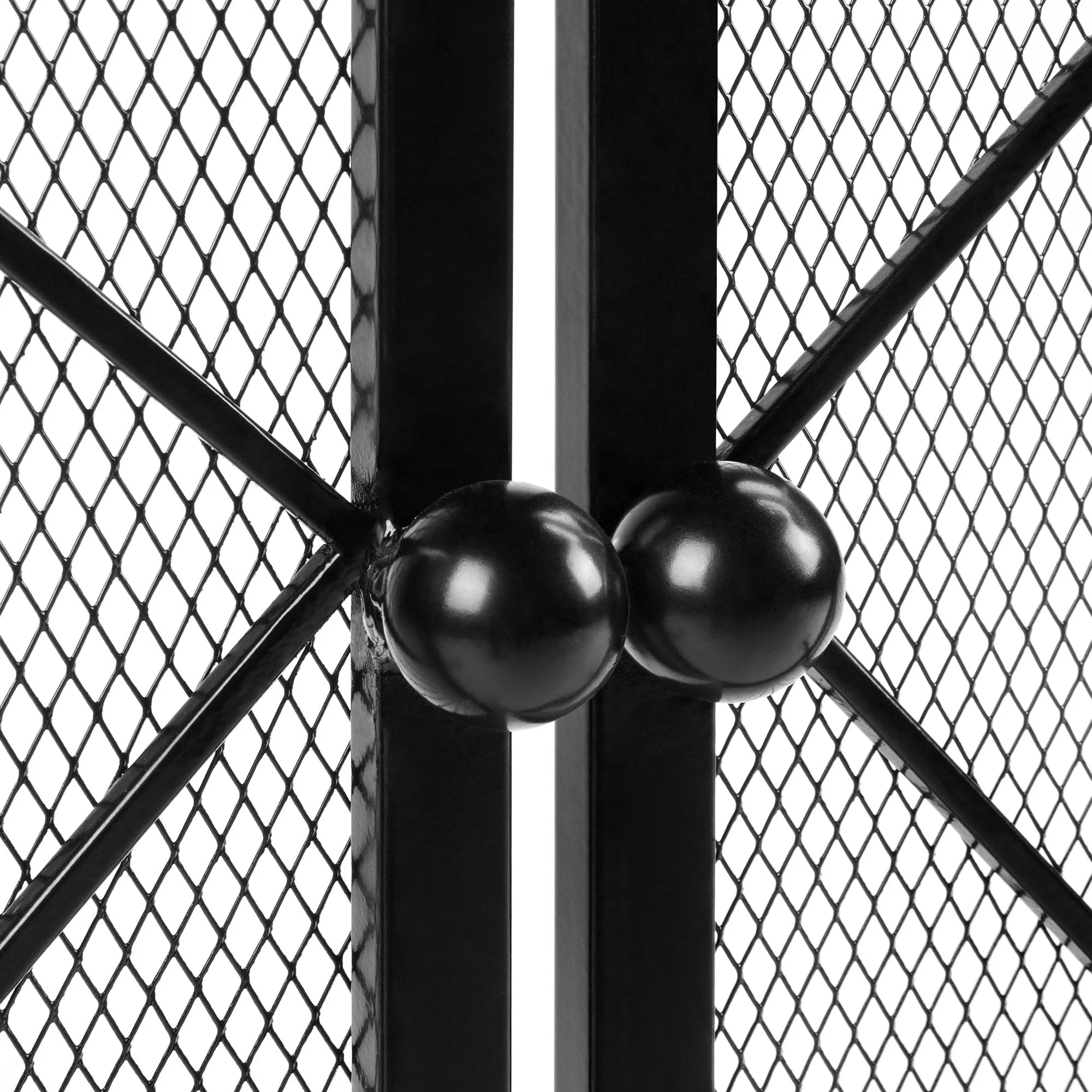 44x33in 2-Panel Wrought Iron Geometric Fireplace Screen w/ Magnetic Doors