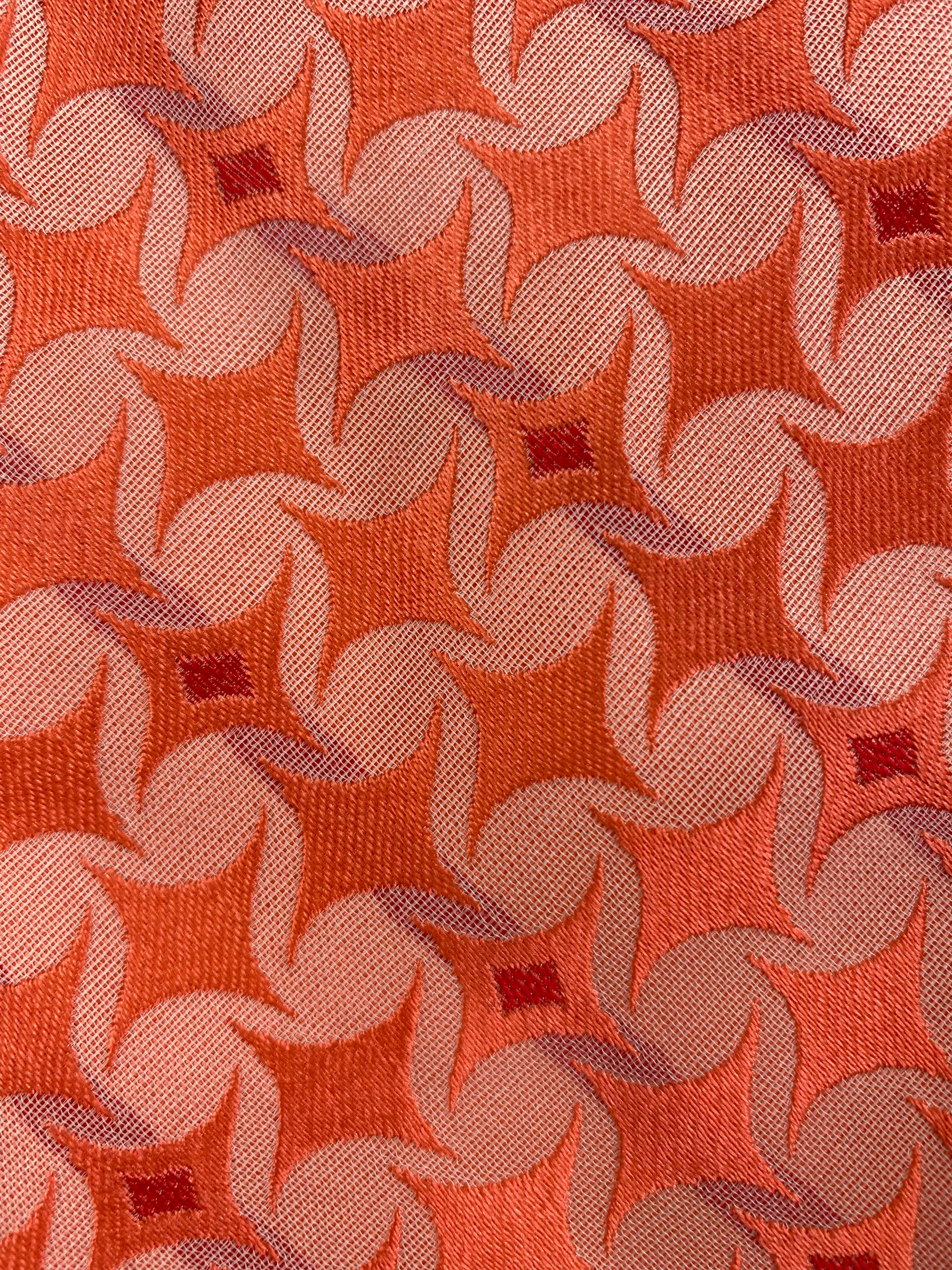 90s Deadstock Silk Necktie, Men's Vintage Peach Colour Geometric Pattern Tie, NOS