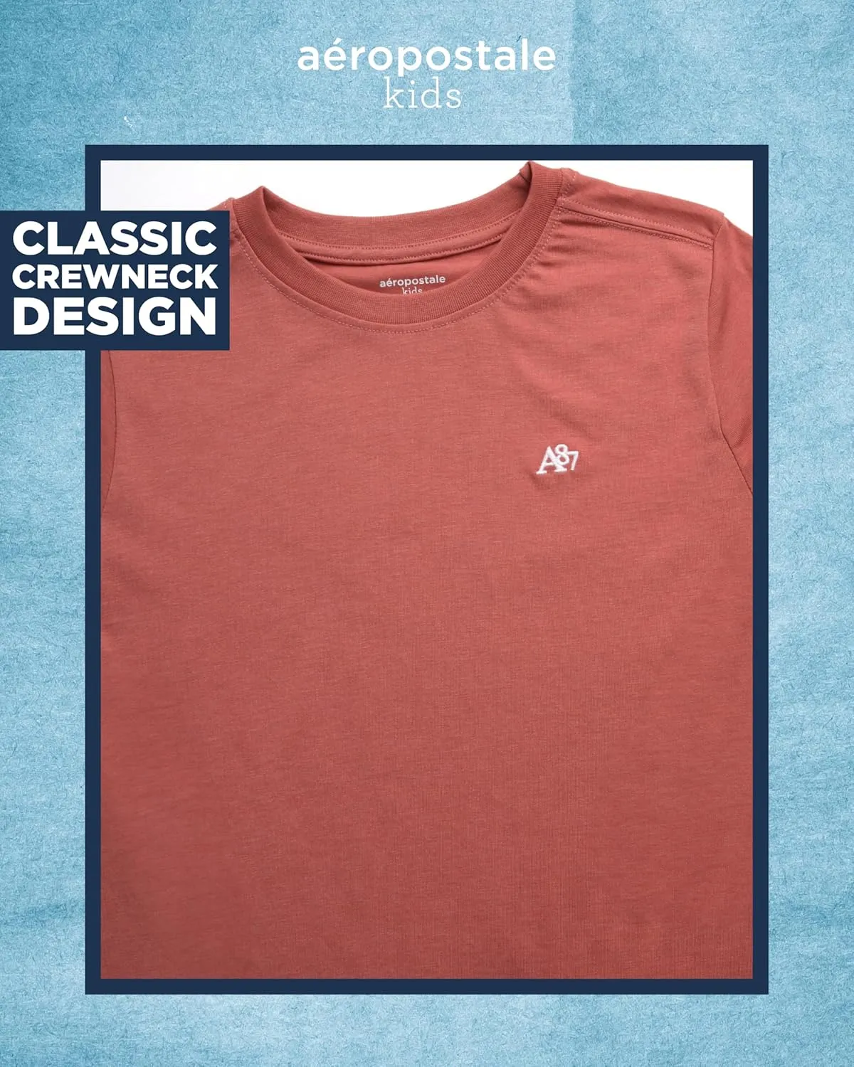 AEROPOSTALE Boys T-Shirt - Kids Basic Cotton Short Sleeve Shirt - Classic Crewneck Graphic Tee for Boys (4-16)