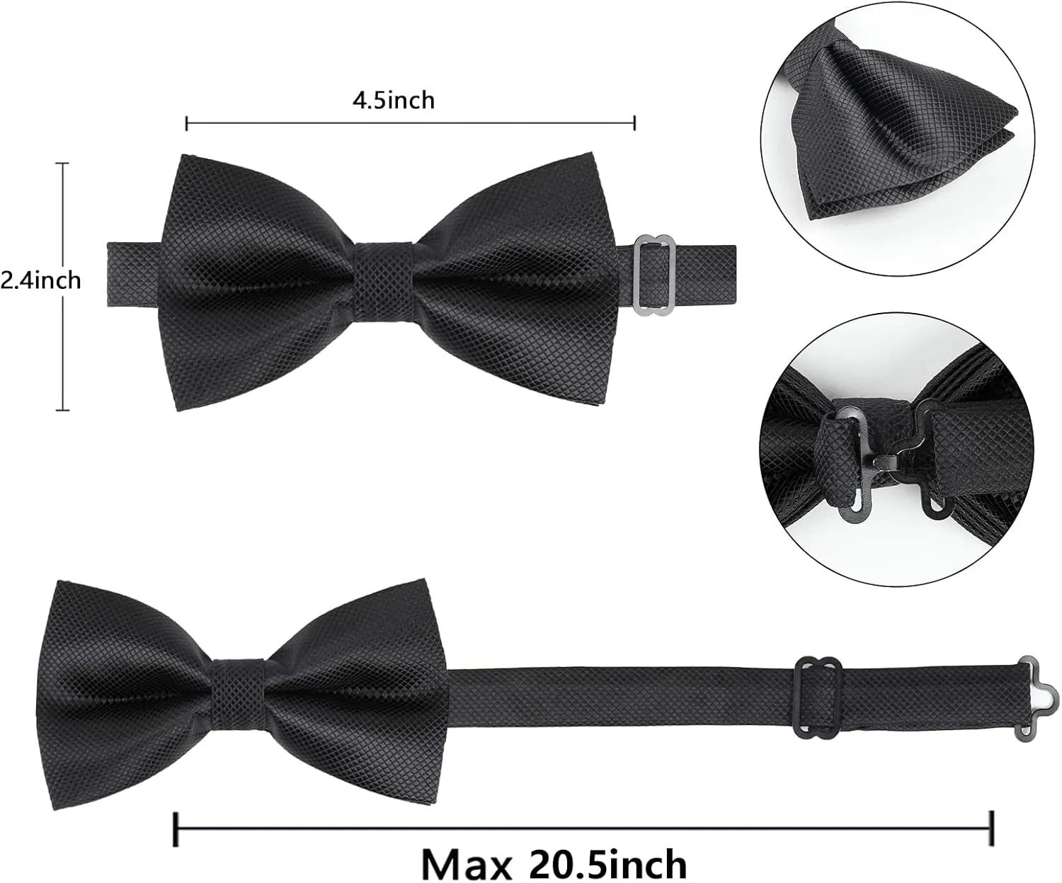 Alizeal Mens Solid Color Mini Squares Formal Banded Pre-tied Bow Ties, Pocket Square, Cufflinks Set Wedding Party Business