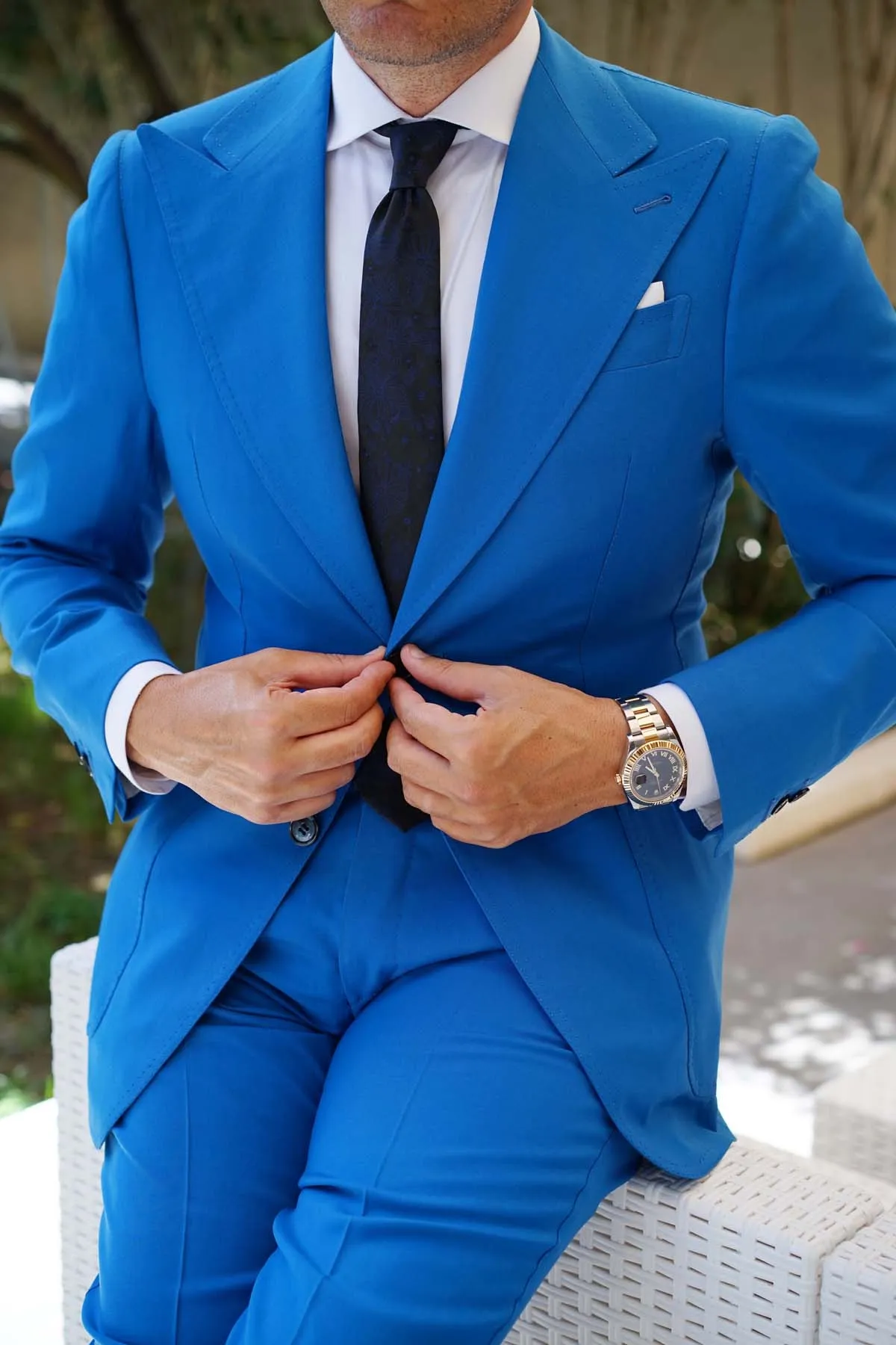 Asagao Midnight Blue-Black Floral Skinny Tie