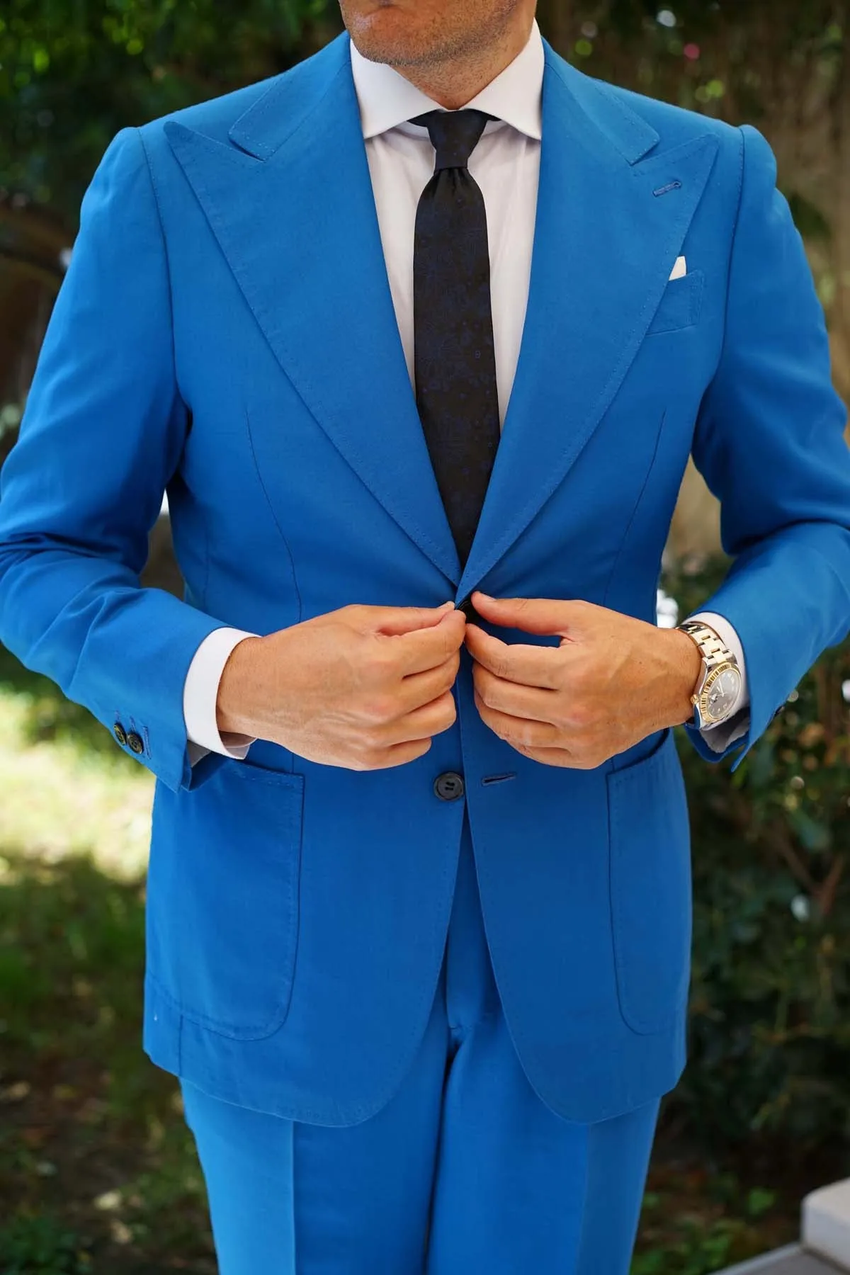 Asagao Midnight Blue-Black Floral Skinny Tie