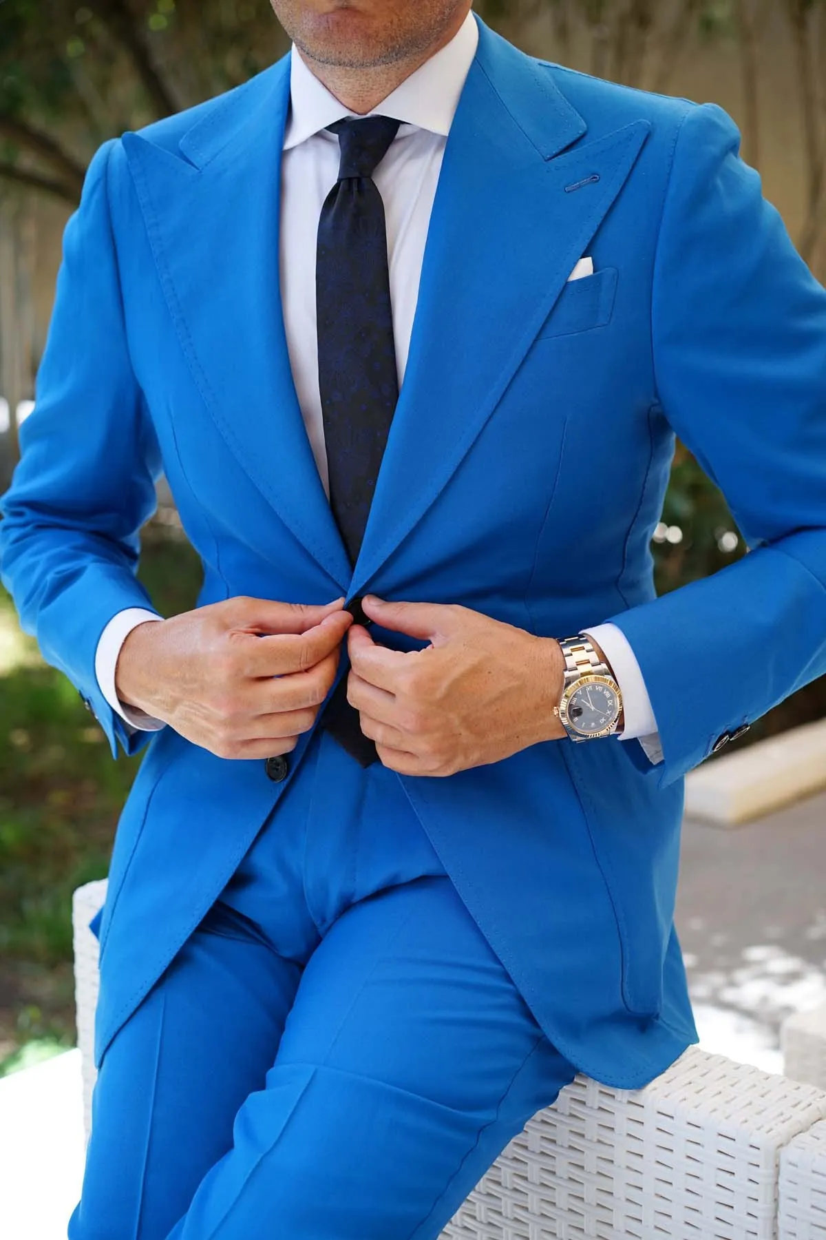 Asagao Midnight Blue-Black Floral Skinny Tie