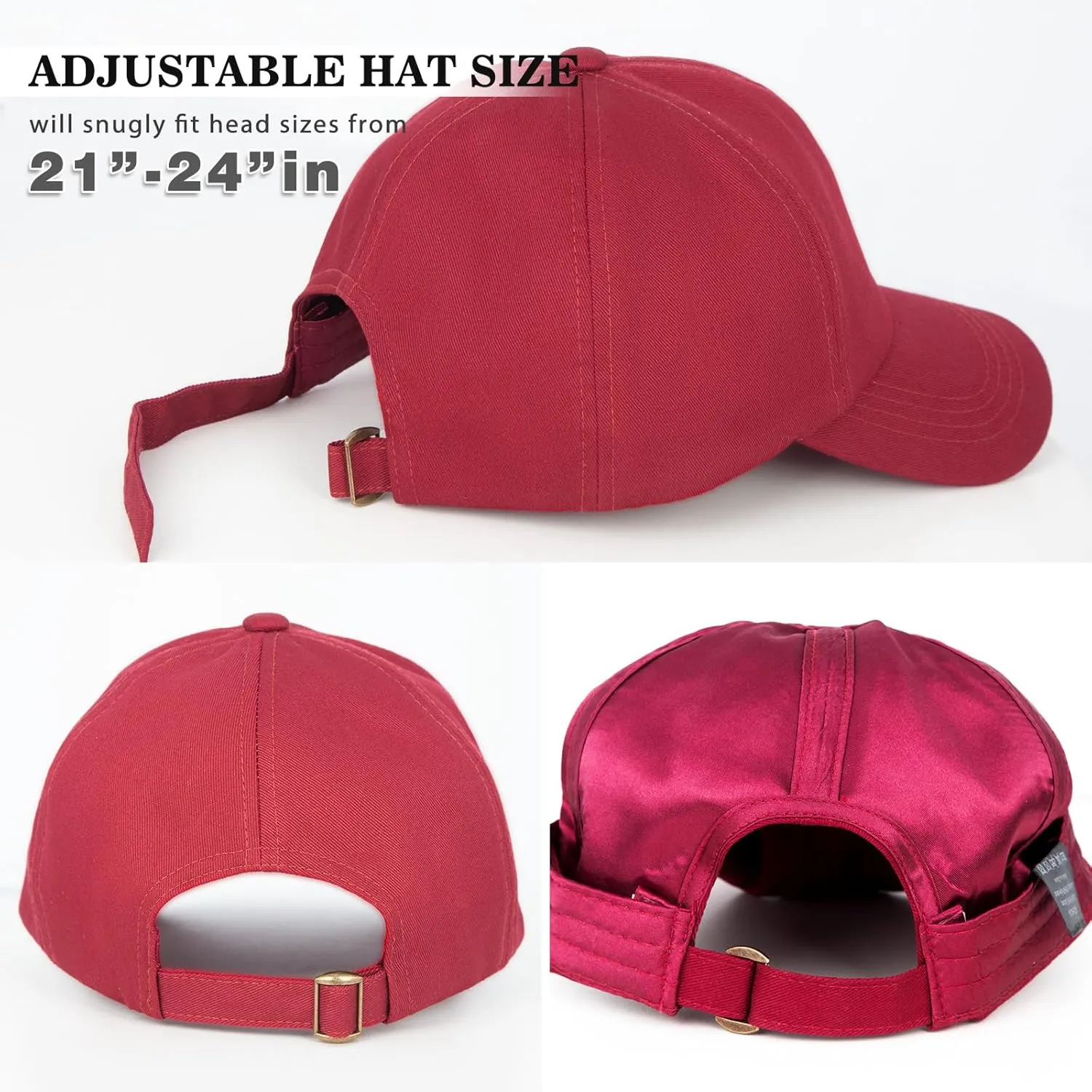 Baseball Cap Satin Lined Interior for Men and Women,Adjustable Baseball Cap Dad Golf Sun Hats