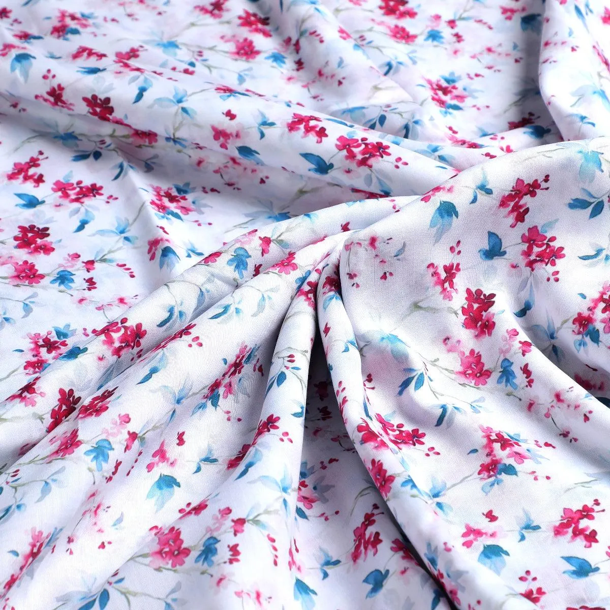 Beautiful Garden Iris Flower Digital Printed Fabric - Kora Silk