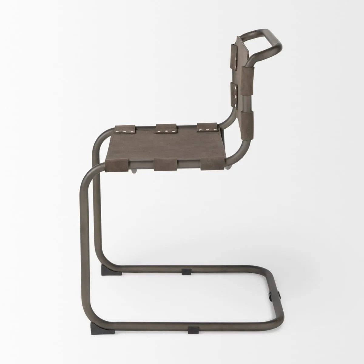 Berbick Dining Chair Brown Seude (Gray Tones)| Black Metal