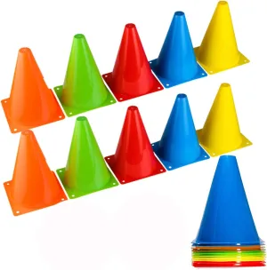 BiAnYC 7 Inch Plastic Sport Training Traffic Cones- Set of 10 Pcs/25 Pcs, 5 Colors(Orange/Yellow/Red/Blue/Green)