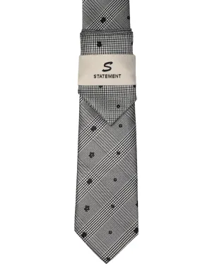 BLACK PLAID 2 PC TIE & HANKIE SET