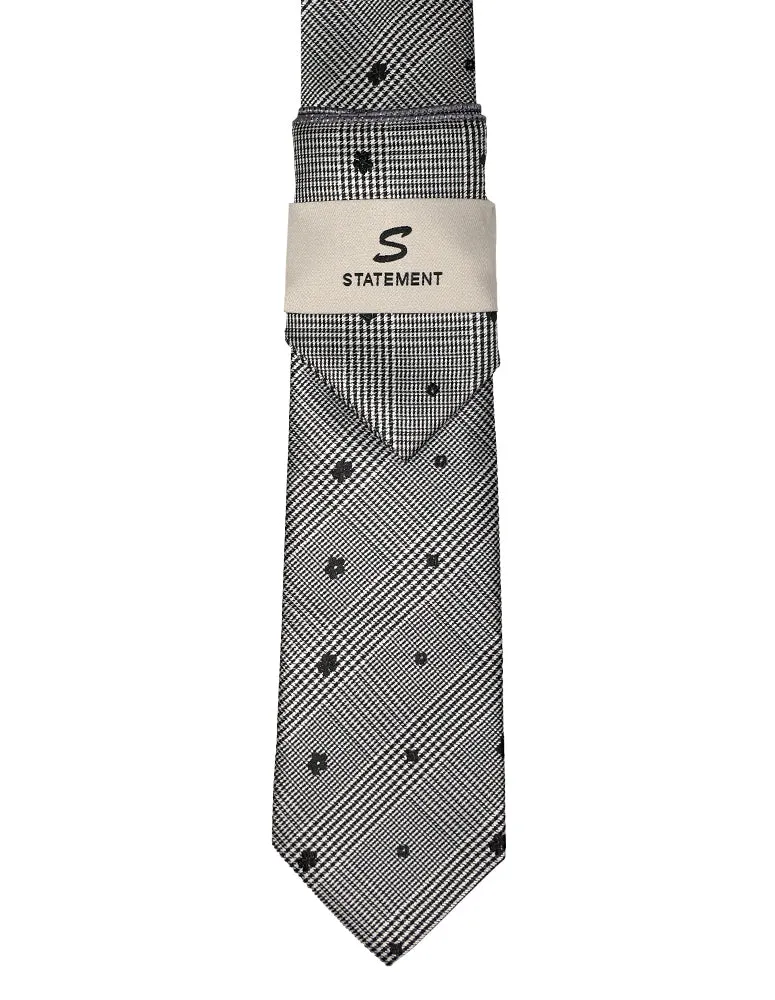BLACK PLAID 2 PC TIE & HANKIE SET
