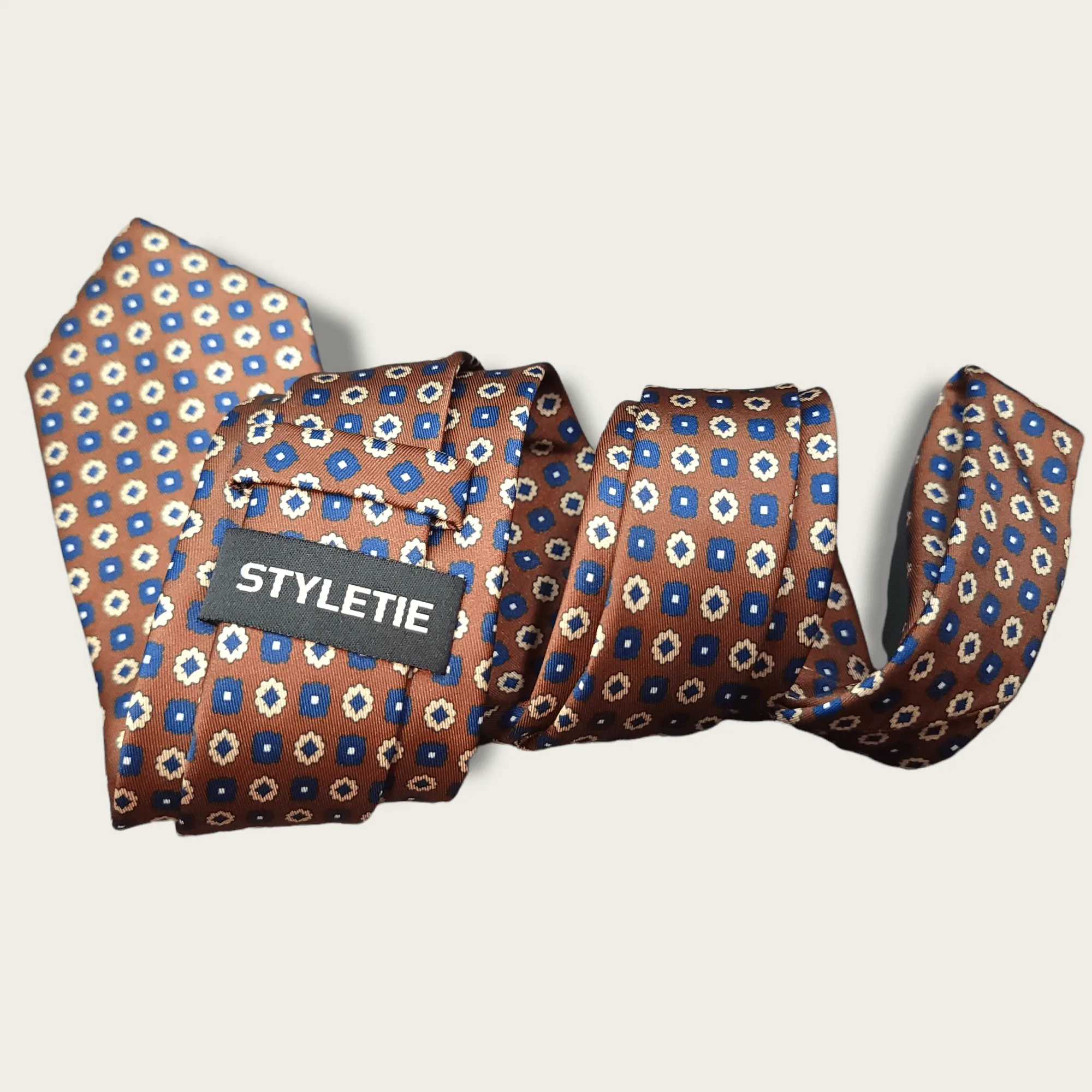 Brown Blue Dot Tie