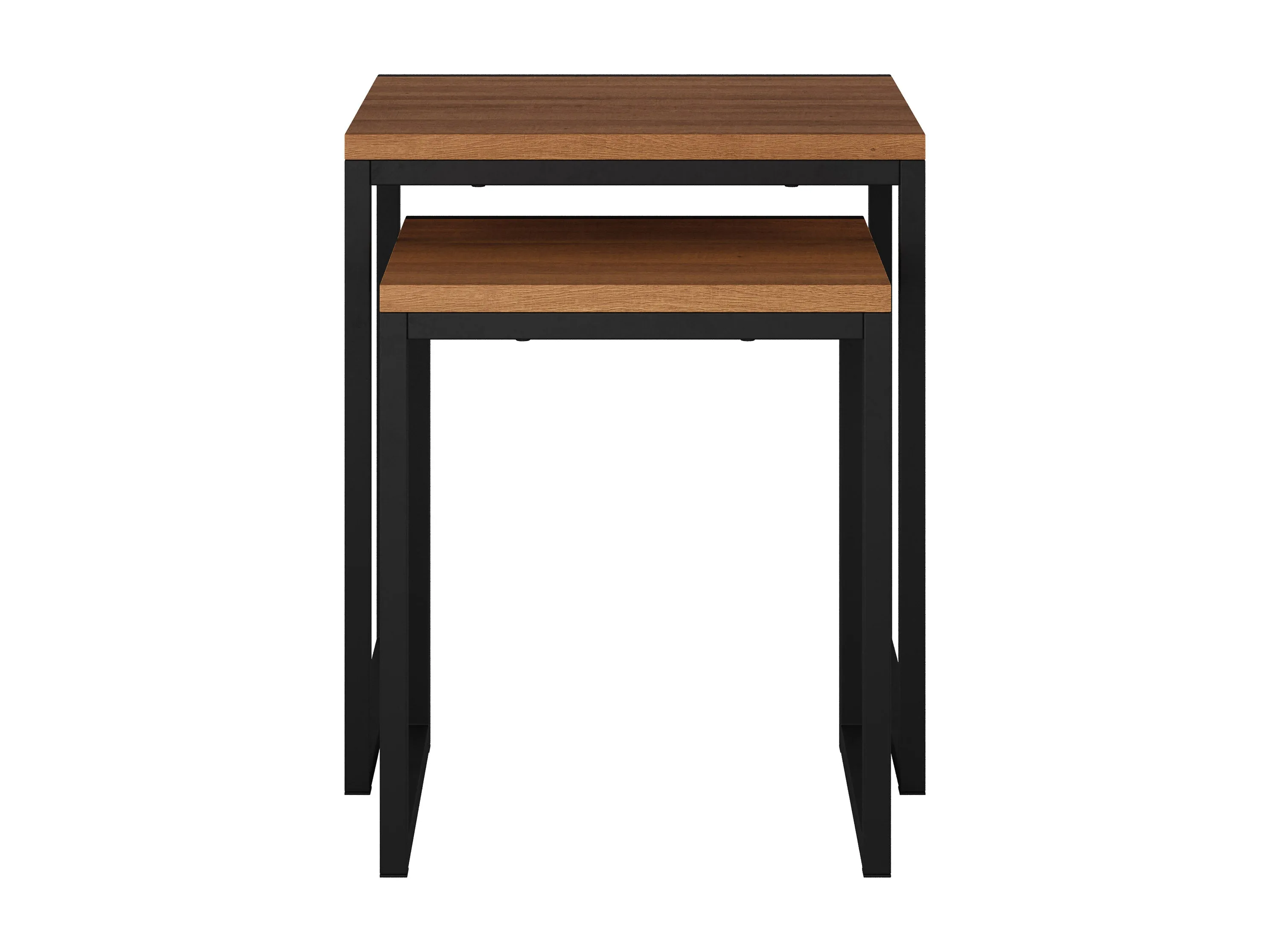Brown Wood Square Nesting Side Tables