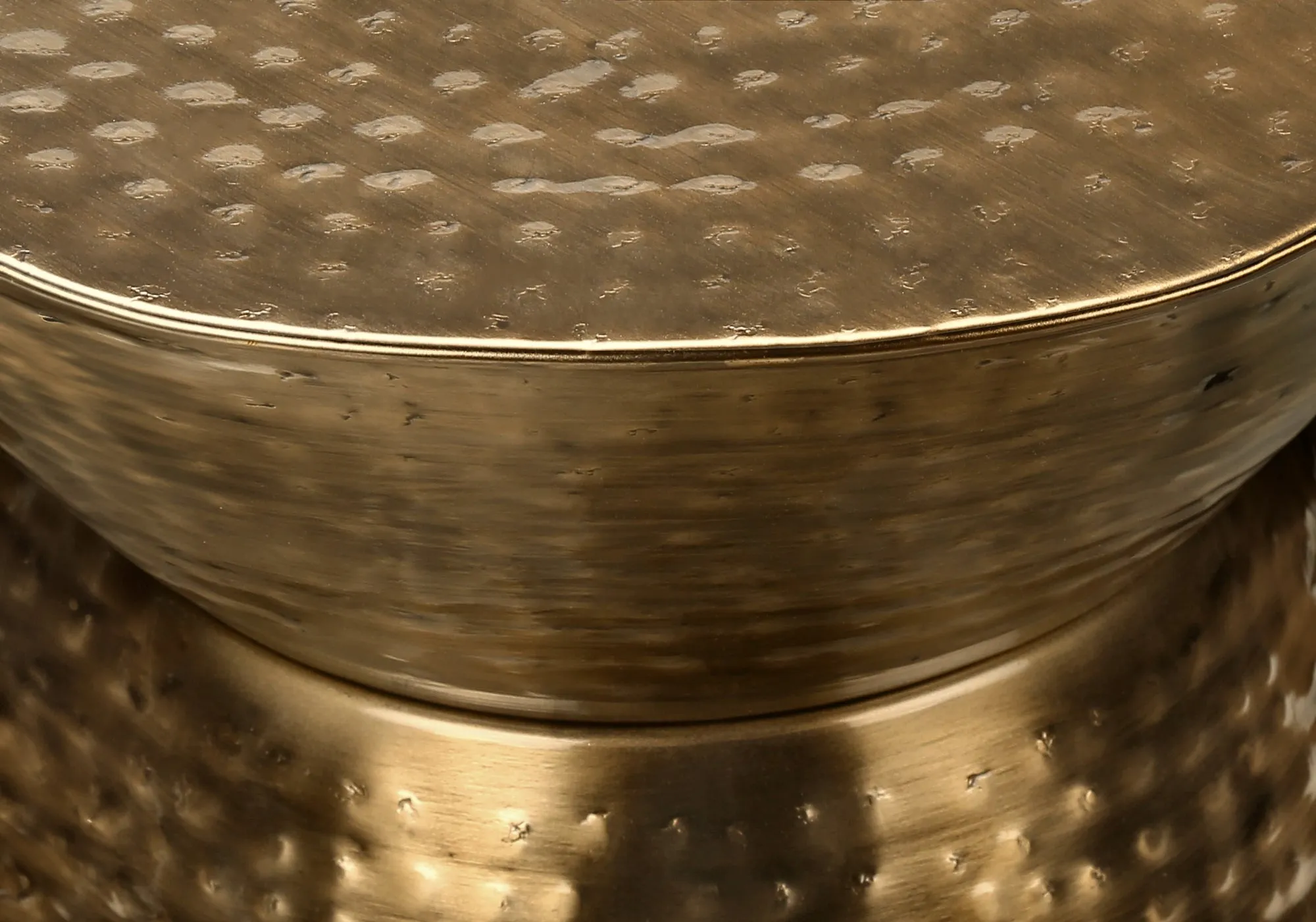 Copper Metal Drum Accent Table - Contemporary Modern - Made in India