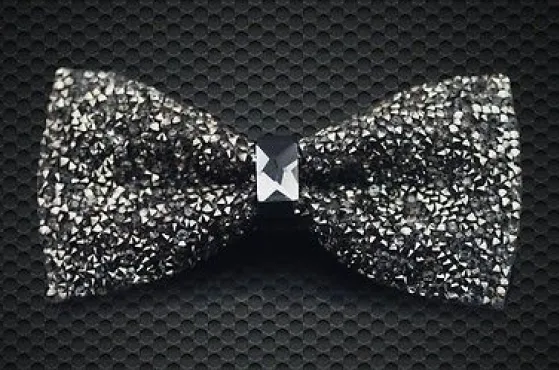Crystal Silvery Charcoal Bowtie
