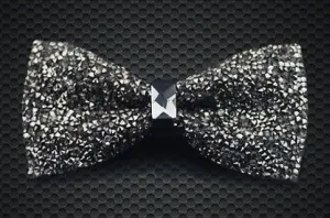 Crystal Silvery Charcoal Bowtie
