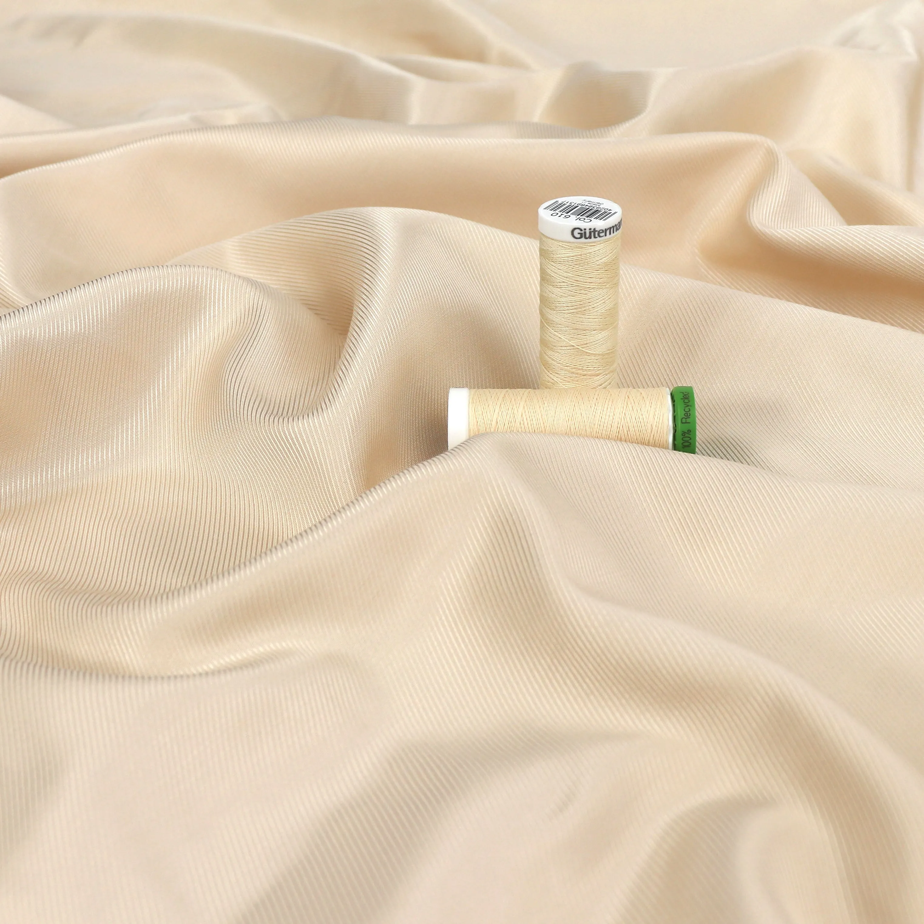 Deadstock Viscose Cotton Satin Twill Lining - Cream