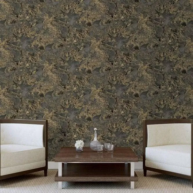 Debona Liquid Marble Charcoal Wallpaper - 6357