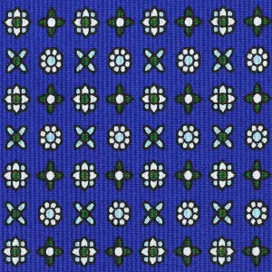 Floral Printed Silk Bespoke Tie - Royal Blue