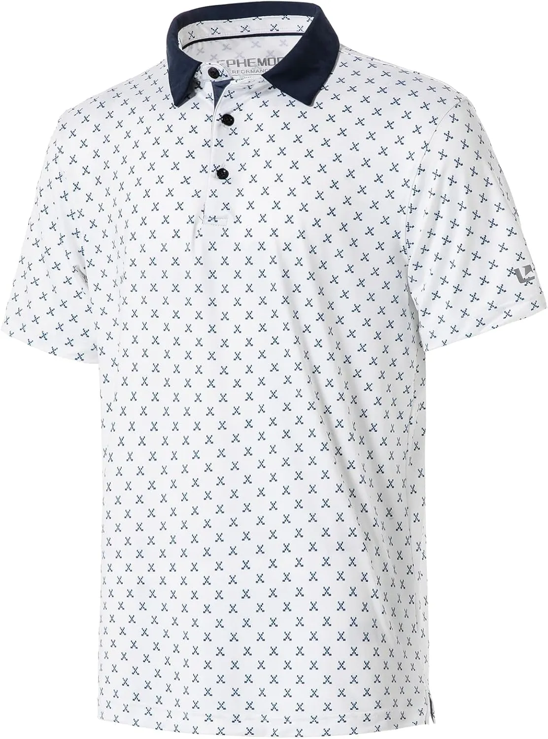 Golf Shirts for Men Dry Fit Performance Short Sleeve Print Moisture Wicking Polo Shirt
