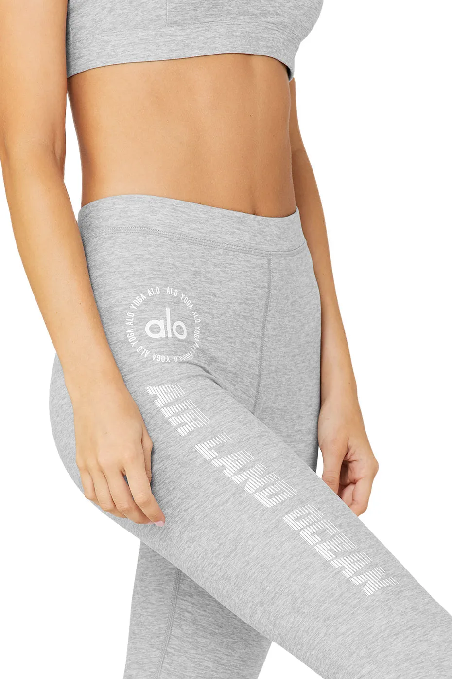 Graphic High-Waist Alosoft Flow Legging - Zinc Heather/White