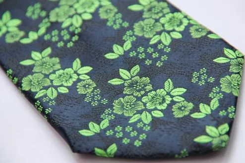 Green Floral Silk Necktie