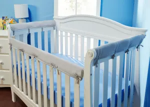 Grey 3-Piece Padded Baby Crib Rail Cover Set