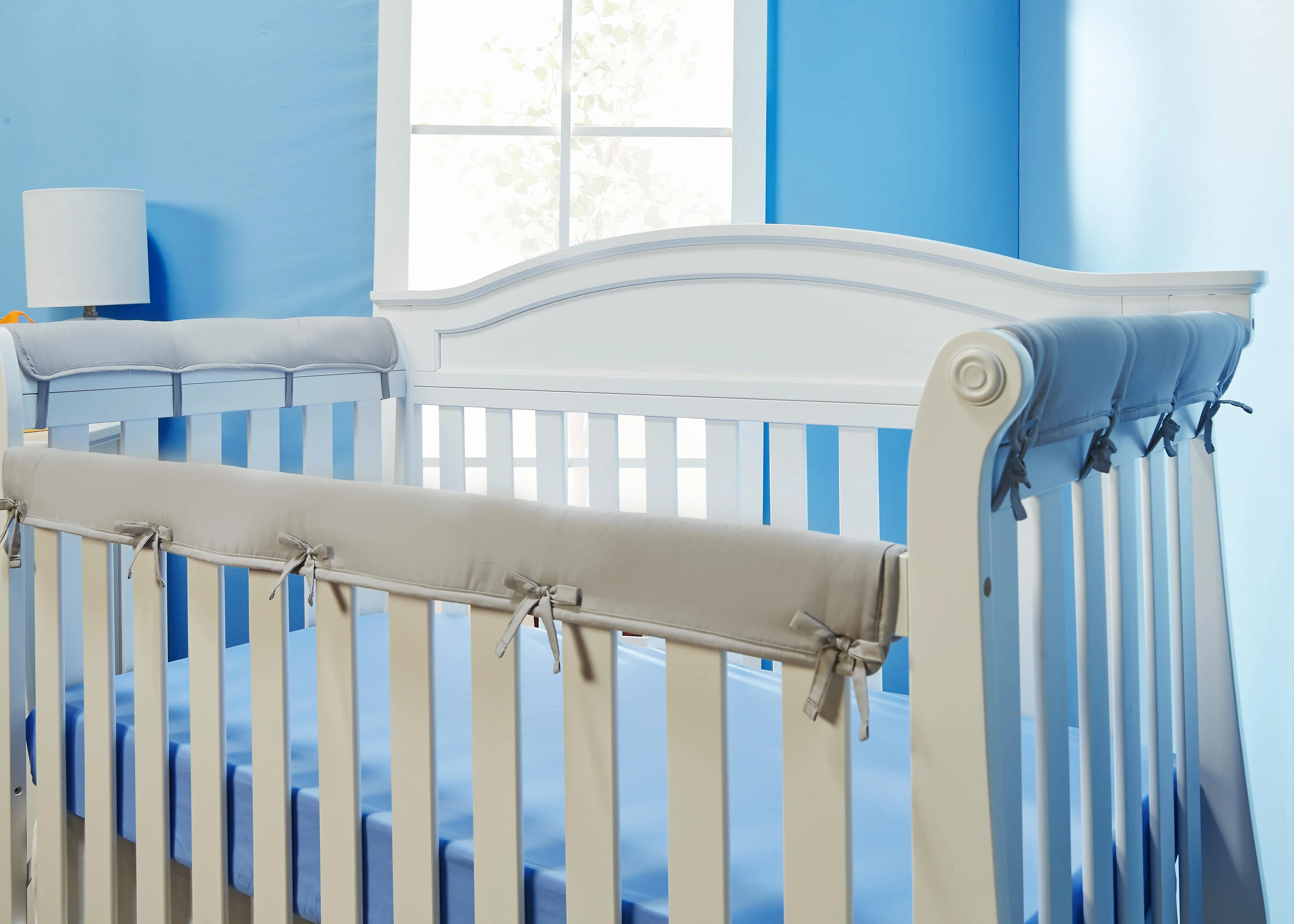 Grey 3-Piece Padded Baby Crib Rail Cover Set