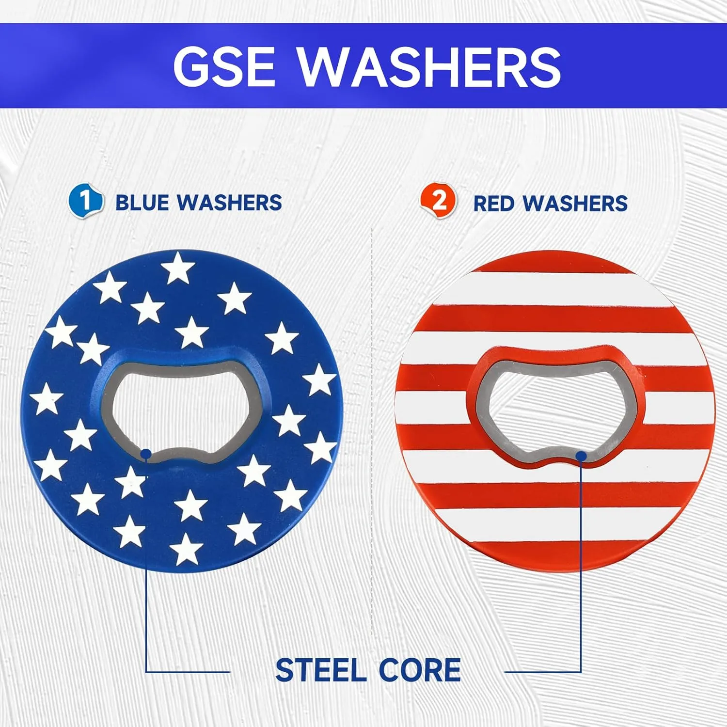 GSE Games & Sports Expert Set of 8 Replacement Washers with Bottle Opener for Washer Toss Game (American Flag)