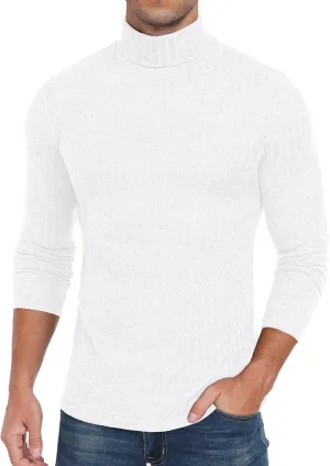 HiMONE Men Turtleneck Shirts Lightweight Long Sleeve Turtle Necks Ribbed Thermal Tops S-XXL
