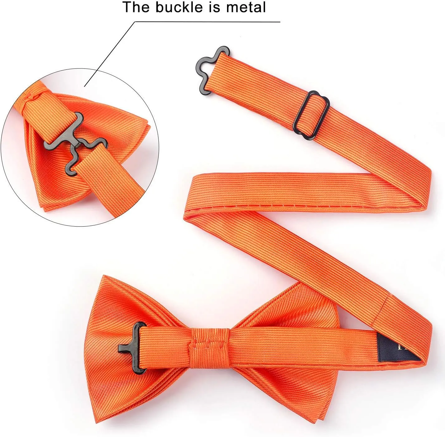 HISDERN Mens Bow Ties Solid Color Pre Tied Bowtie and Pocket Square Set Classic Formal Tuxedo Bowties for Wedding Party