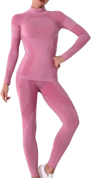 Inno Functional Wear Seamless Thermal Underwear for Women Pj Set Workout Ski Warm Base Layer Cold Weather Yoga Top Bottom