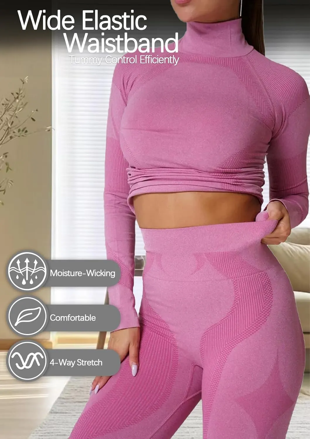Inno Functional Wear Seamless Thermal Underwear for Women Pj Set Workout Ski Warm Base Layer Cold Weather Yoga Top Bottom