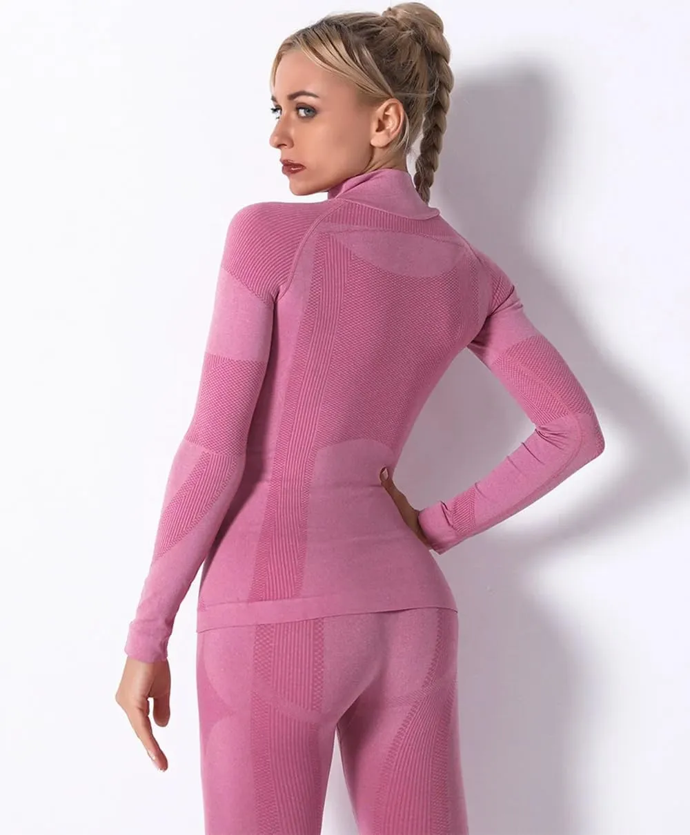Inno Functional Wear Seamless Thermal Underwear for Women Pj Set Workout Ski Warm Base Layer Cold Weather Yoga Top Bottom