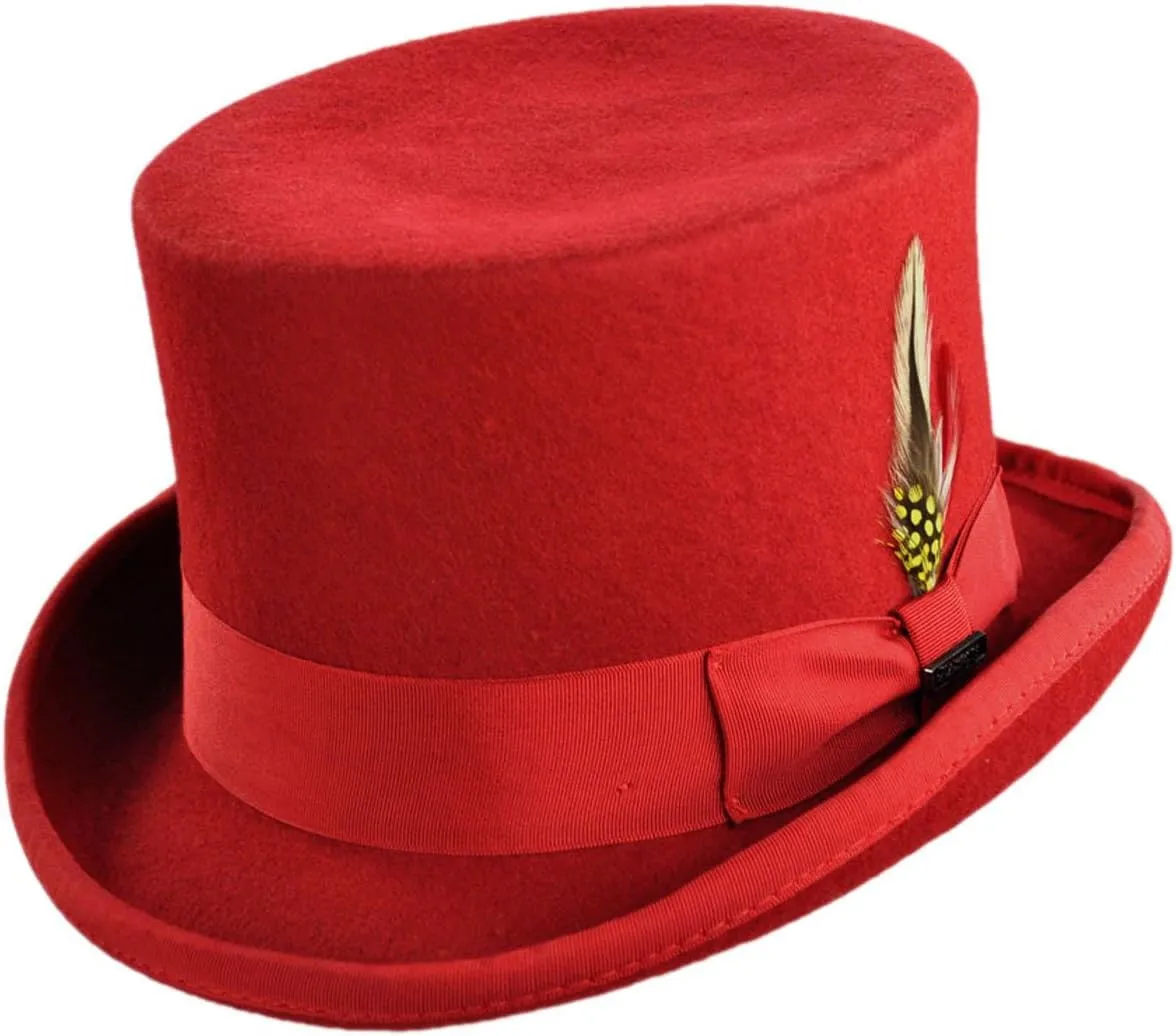 Jaxon Mid Crown Top Hat (Small, Red)