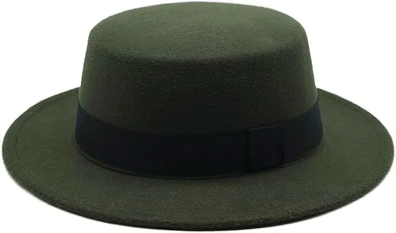 Jazz Hats Vintage Flat Top Bowler Hat Men and Women Gentleman Hat for Women and Men