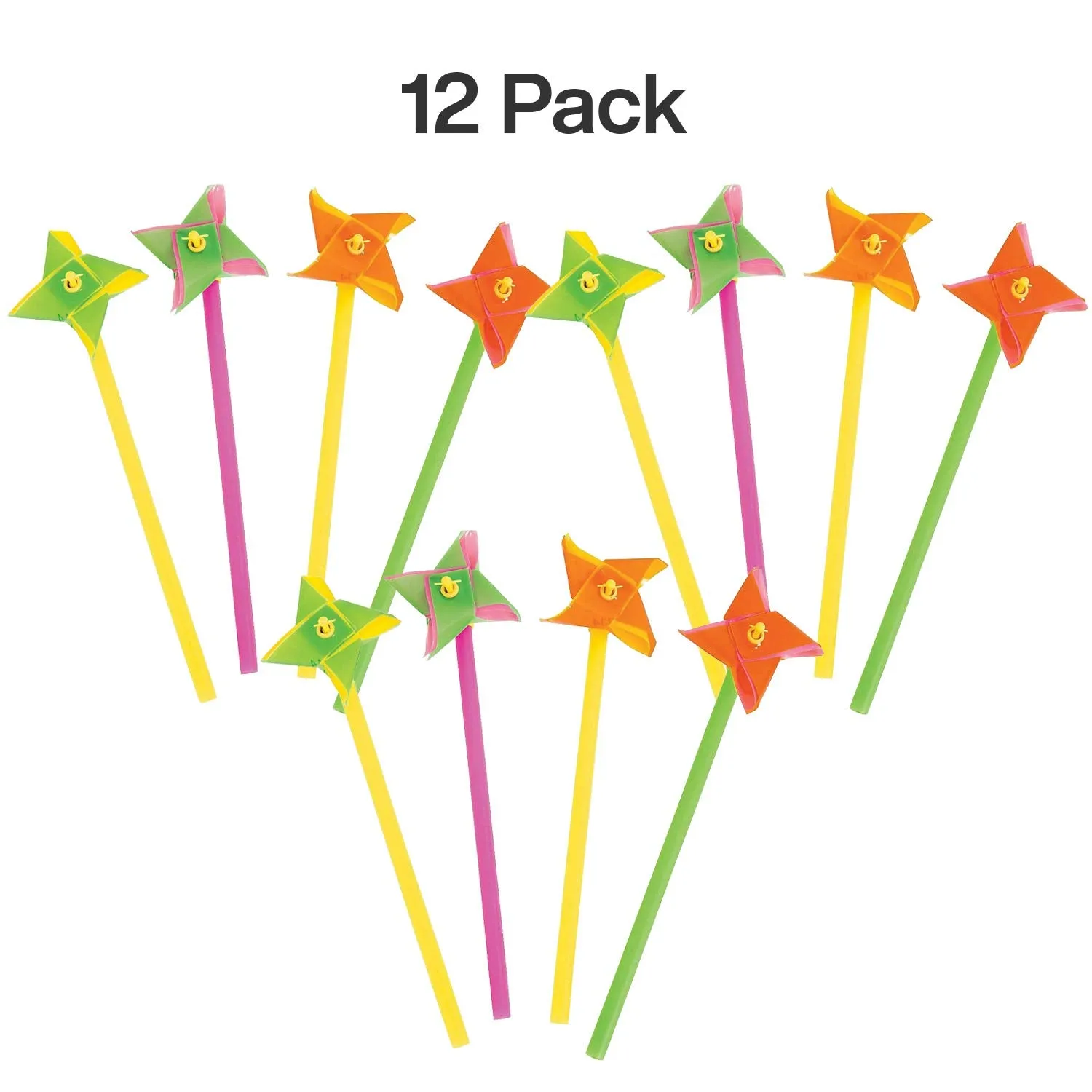Kicko Mini Pinwheels - 12 Pack - 7 Inches - Assorted Colors - for Kids, Party Favors