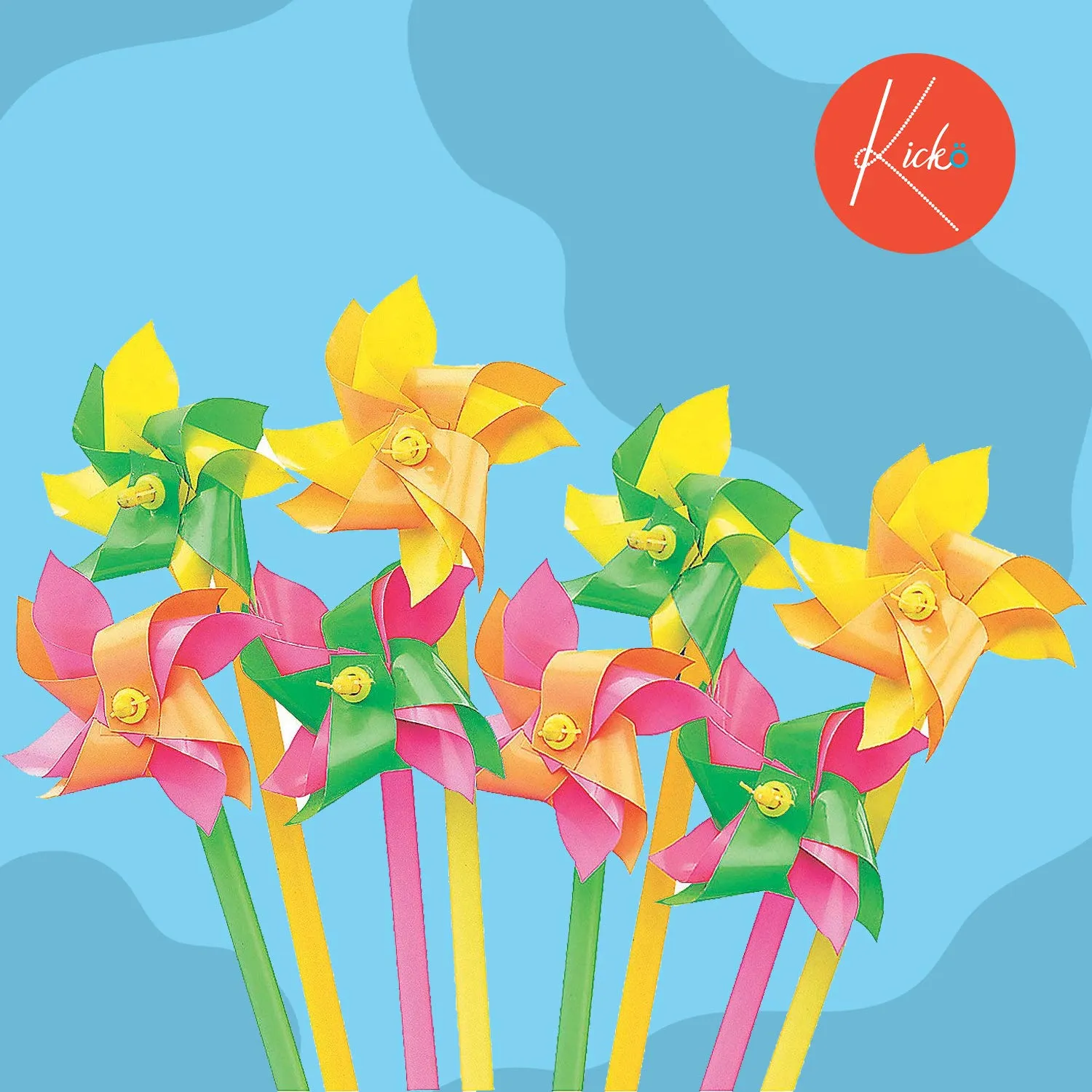 Kicko Mini Pinwheels - 12 Pack - 7 Inches - Assorted Colors - for Kids, Party Favors