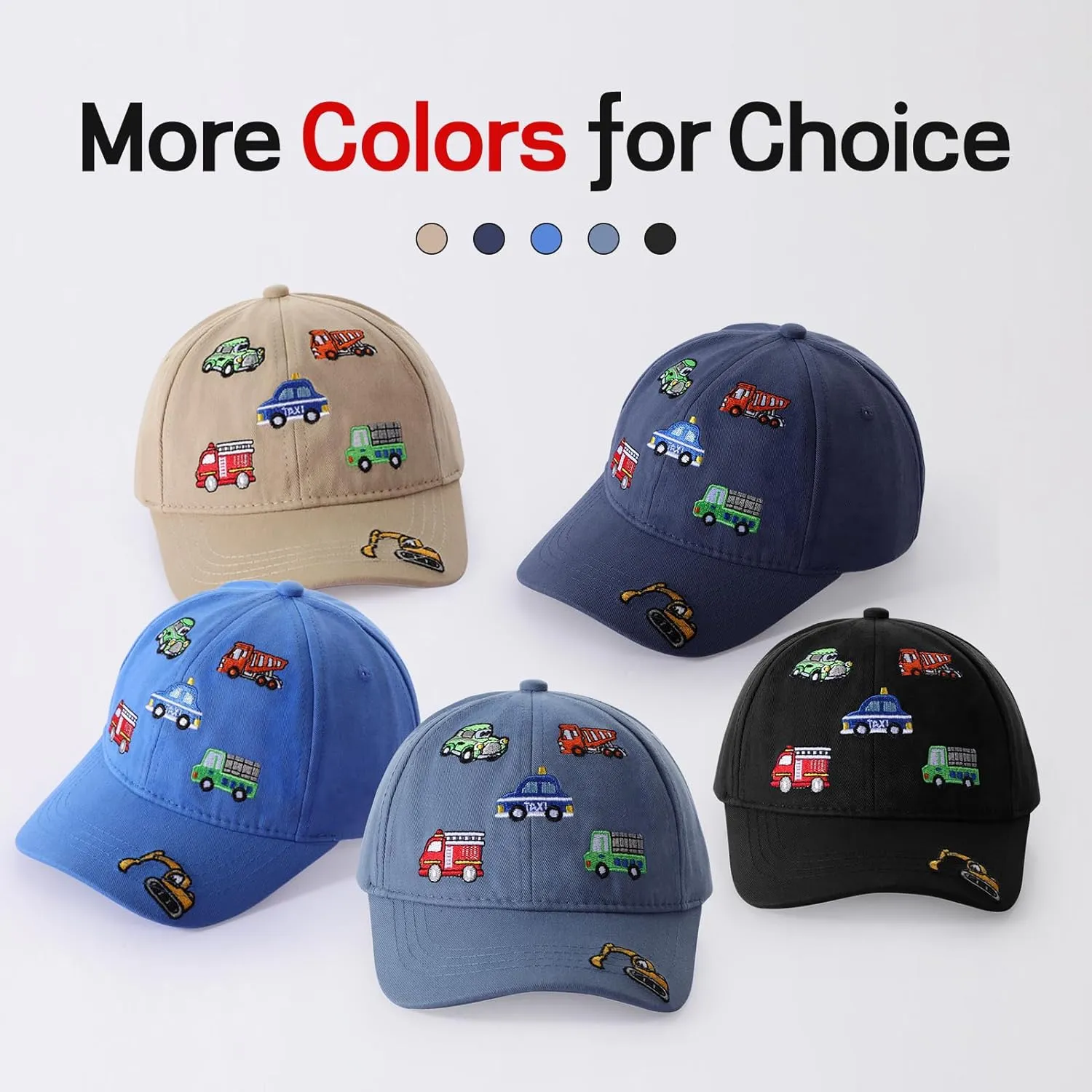 Kids Cute Car Embroidered Baseball Caps Toddler Trucker Hats Sun Protection Cap for Boys Girls 3-8 Years
