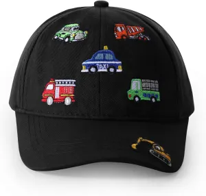 Kids Cute Car Embroidered Baseball Caps Toddler Trucker Hats Sun Protection Cap for Boys Girls 3-8 Years