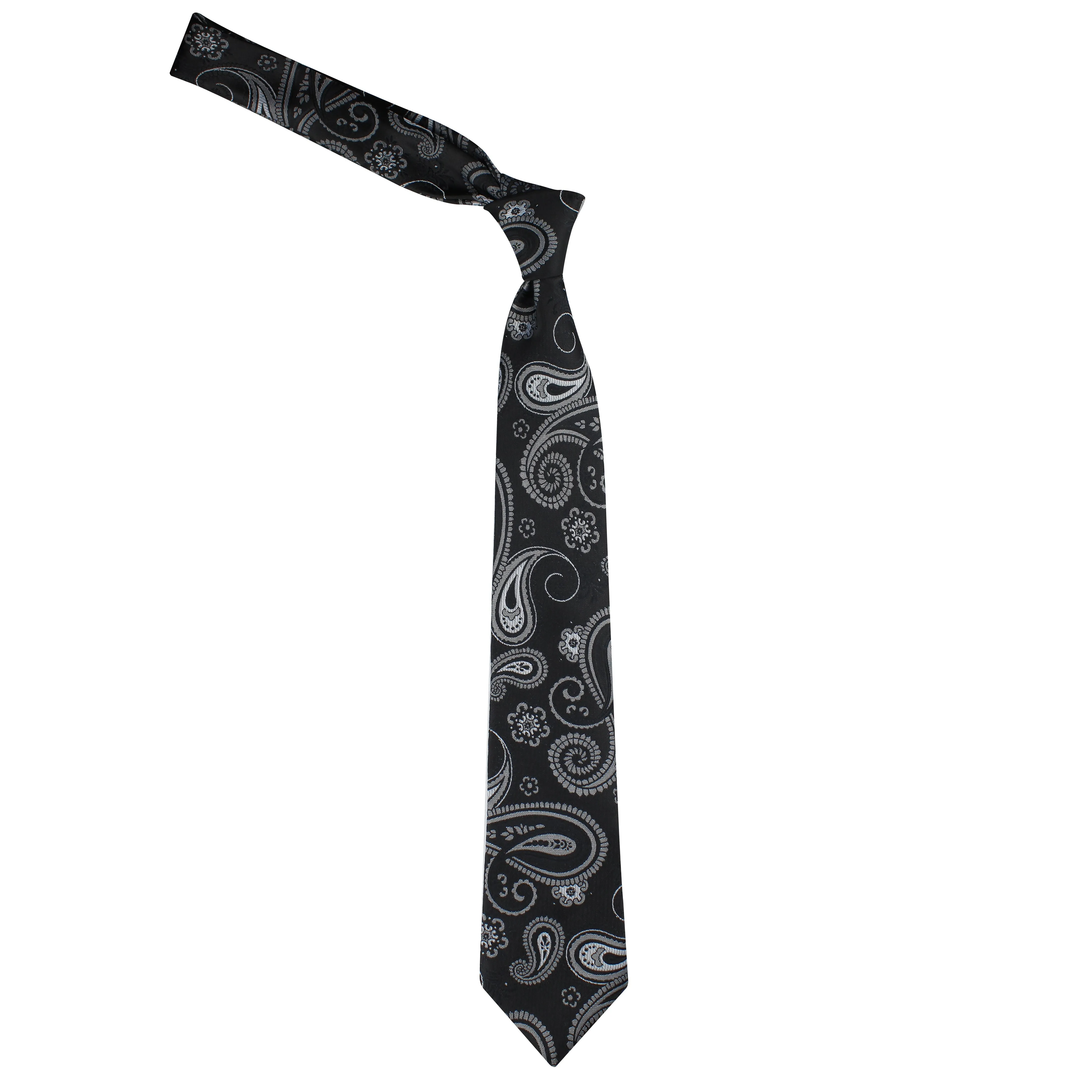 Kovove Refreshing Black Paisley Neck Tie For Men