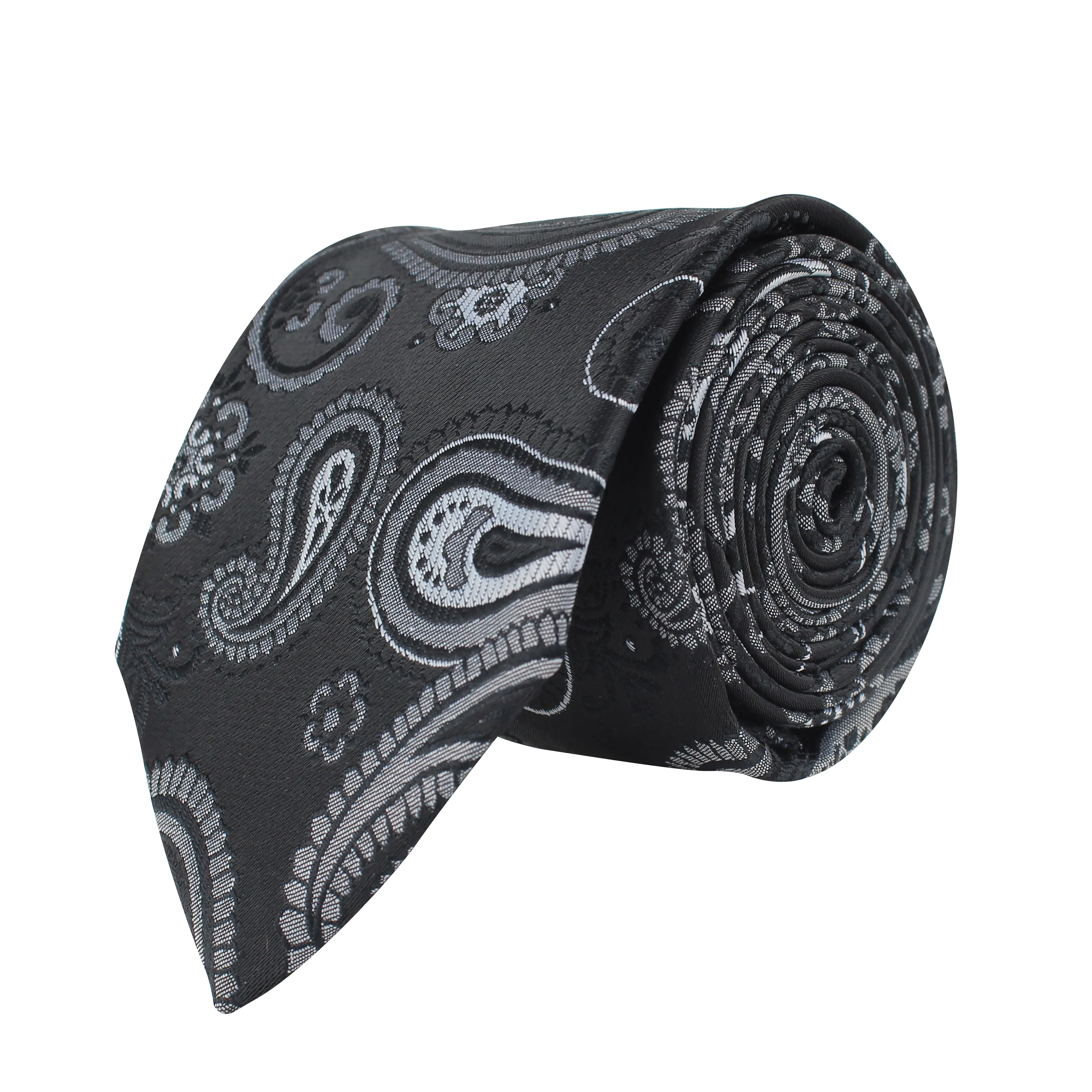 Kovove Refreshing Black Paisley Neck Tie For Men