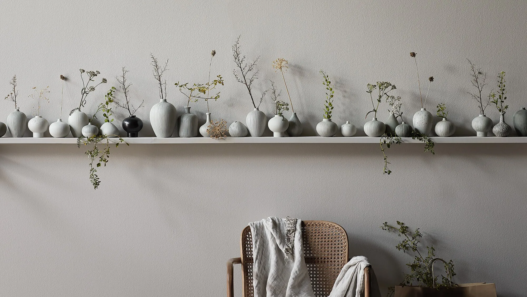Line Vase | Medium | Vertical Grey Stripes | by Lindform