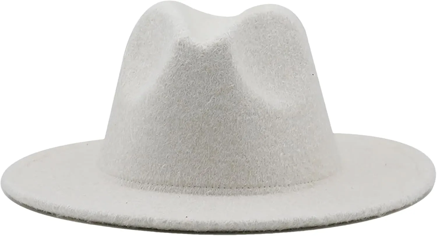 Men Wide Brim Wool Fedora Hat Classic Cowboy Hat Wedding Church Jazz Hats for Women